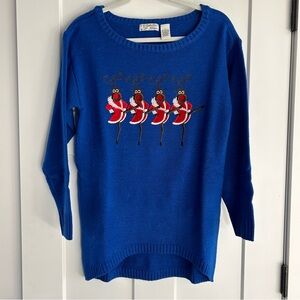 Isabella’s Closet Blue Dancing Reindeer Christmas Holiday Sweater Size Medium‎